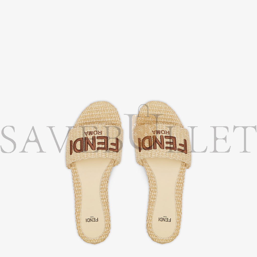 FENDI SIGNATURE NATURAL RAFFIA SLIDES 8R8092AORGF1P8S